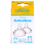 Dr. Brown's Natural Flow Wide-Neck Silicone Nipples - 3-6 Months